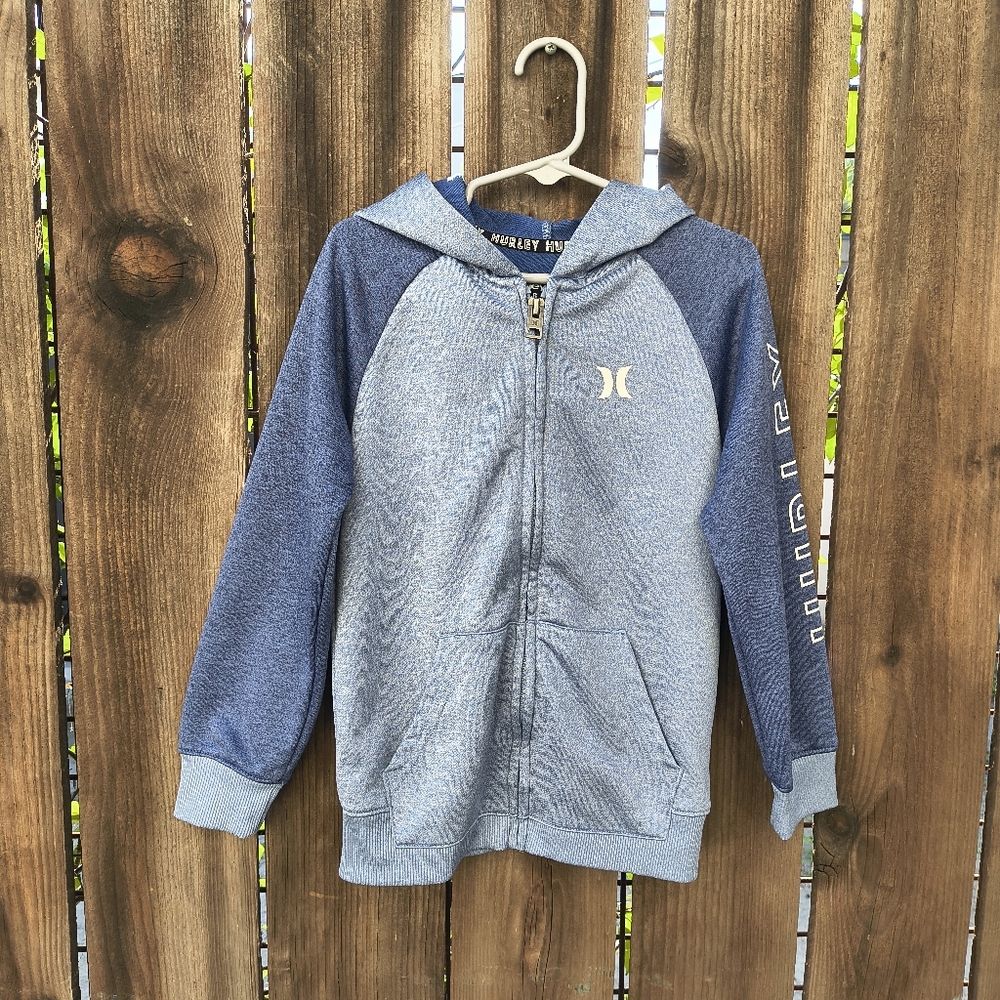 HURLEY | Boys Blue Two Toned Full Zip Fleece Hoodie 6 M